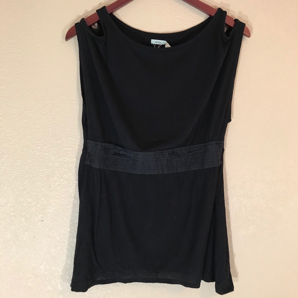 Cold shoulder short sleeved top pleated empire top